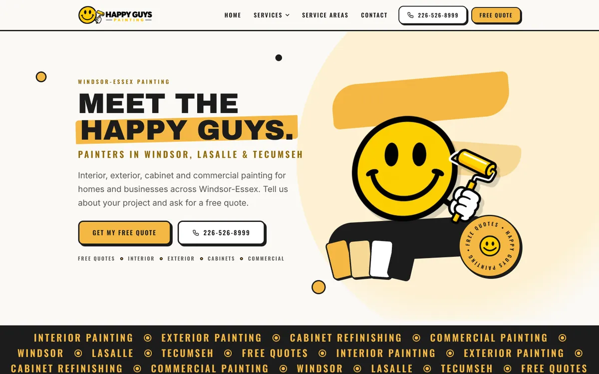 Home page of the Happy Guys Painting website